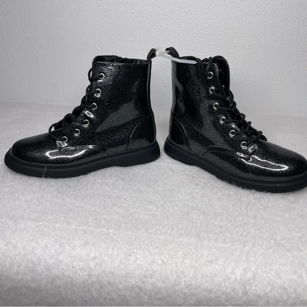 New DV by Dolce Vita Girl’s Colada Black Sparkle Ankle Boot size 5
